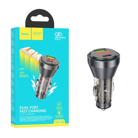  Автомобильное заряд. устр. Hoco NZ12B 1USB/1C 48W серый