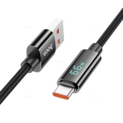 Usb Кабель-зарядка Type-C Hoco U125 с индикацией 5A 66W 1.2м черный