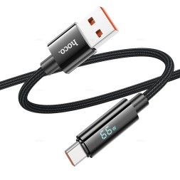 Usb Кабель-зарядка Type-C Hoco U125 с индикацией 5A 66W 1.2м черный