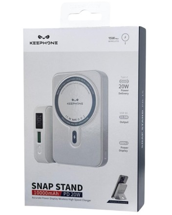  Powerbank с беспроводной зарядкой Keephone PB-15 10000mAh 1USB/1C 22.5W/20W KPMAGPB-15WH белый