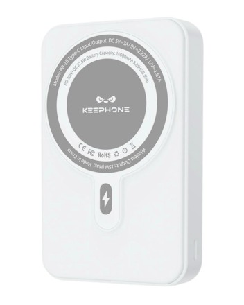  Powerbank с беспроводной зарядкой Keephone PB-15 10000mAh 1USB/1C 22.5W/20W KPMAGPB-15WH белый