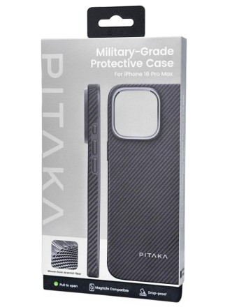  Накладка для i-Phone 16 Pro Max 6.9&quot; Pitaka Military-Grade Protective Case черно-серый