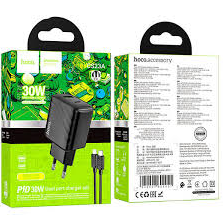 Сетевое зар. устр. Hoco CS23A с шнуром Type-C на Lightning 1USB/1C 30W черный