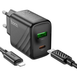 Сетевое зар. устр. Hoco CS23A с шнуром Type-C на Lightning 1USB/1C 30W черный