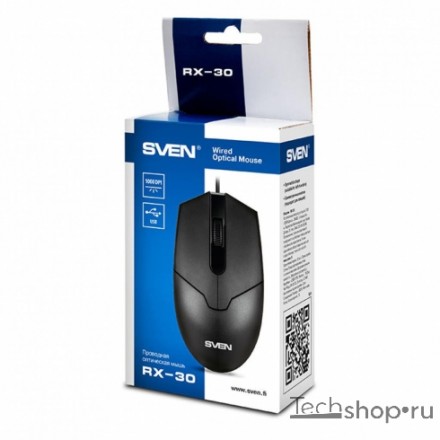  Мышь проводная Sven RX-30 USB/DPI 1000/3 кнопки/2м черная