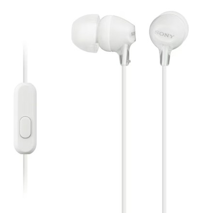  Стереонаушники Sony MDR-EX15AP с микрофоном белые