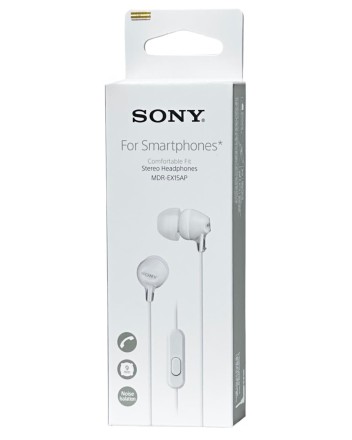  Стереонаушники Sony MDR-EX15AP с микрофоном белые