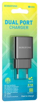  Сетевое зар. устр. Borofone BA53A 2USB 2.1A черное