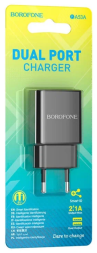 Сетевое зар. устр. Borofone BA53A 2USB 2.1A черное