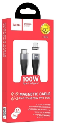  Usb Кабель-зарядка Type-C на Type-C Hoco U99 100W 2м силиконовый черный
