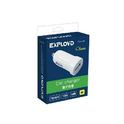  Автомобильное заряд. устр. Exployd EX-Z-410 1USB 1.5A белое