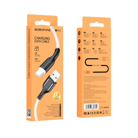  Usb Кабель-зарядка Type-C Borofone BX63 3A 1м бело-черный