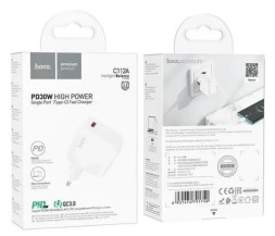 Сетевое зар. устр. Hoco C112A 1C PD/QC3.0 30W белое
