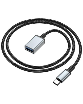  Кабель-переходник Hoco US10 Type-C (папа) на USB3.0 (мама) 5Gbps 0.5м черный