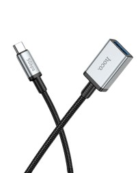 Кабель-переходник Hoco US10 Type-C (папа) на USB3.0 (мама) 5Gbps 0.5м черный