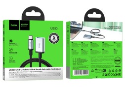 Кабель-переходник Hoco US10 Type-C (папа) на USB3.0 (мама) 5Gbps 0.5м черный
