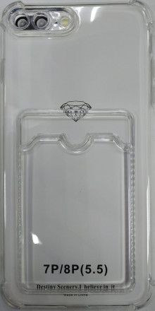 Чехол-накладка силикон с карманом под карту i-Phone 7 Plus/8 Plus прозрачная
