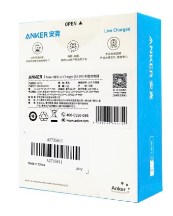  Автомобильное заряд. устр. Anker 323 (A2735) 1USB/1C 22.5W/30W черное