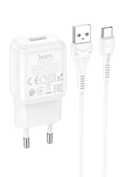 Сетевое зар. устр. Hoco C96A с шнуром Type-C 1USB 2.1A белое