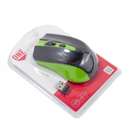 Мышь беспроводная Smartbuy ONE 352AG USB/DPI 800-1200-1600/4 кнопки/2AAA (SBM352AG-GK) зелено-черная
