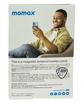  Powerbank магнитный с MagSafe Momax Q. Mag Power7 10000mAh IP107E черный
