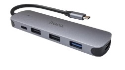 Кабель-переходник Hoco HB27 Type-C на HDMI/USB3.0/USB2.0/USB-C серый