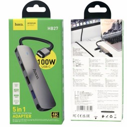 Кабель-переходник Hoco HB27 Type-C на HDMI/USB3.0/USB2.0/USB-C серый