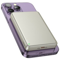Powerbank с беспроводной зарядкой MagSafe Hoco Q26A 10000mAh 2USB-C 20W золотой