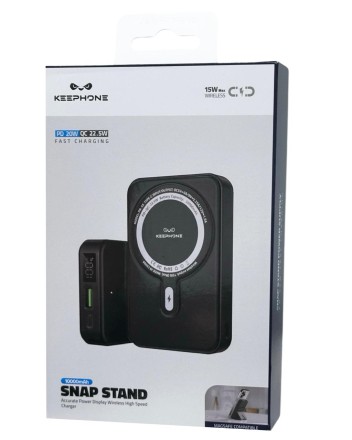  Powerbank с беспроводной зарядкой Keephone PB-15 10000mAh 1USB/1C 22.5W/20W KPMAGPB-15BK черный