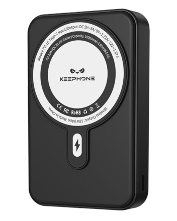  Powerbank с беспроводной зарядкой Keephone PB-15 10000mAh 1USB/1C 22.5W/20W KPMAGPB-15BK черный