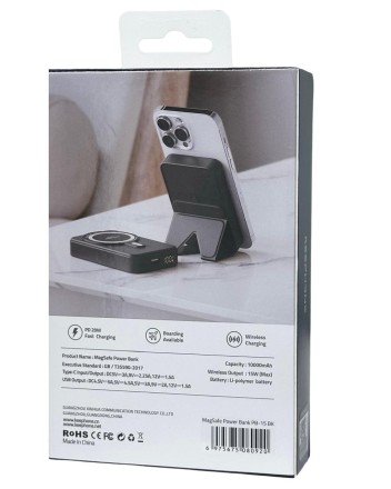  Powerbank с беспроводной зарядкой Keephone PB-15 10000mAh 1USB/1C 22.5W/20W KPMAGPB-15BK черный