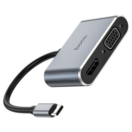  Кабель-переходник Hoco HB30 Type-C на HDMI/USB3.0/VGA/USB-C серый