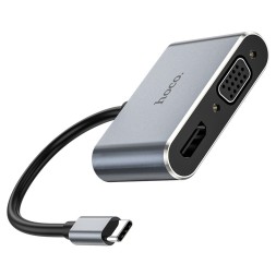 Кабель-переходник Hoco HB30 Type-C на HDMI/USB3.0/VGA/USB-C серый