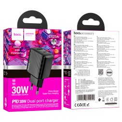 Сетевое зар. устр. Hoco CS23A 1USB/1C 30W черное