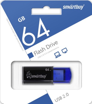  USB флеш накопитель Smartbuy 64GB Click Black-Blue (SB64GBCL-B)