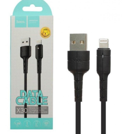 Usb Кабель-зарядка Lightning Hoco X30 Star 2.4A 1.2м силиконовый чёрный