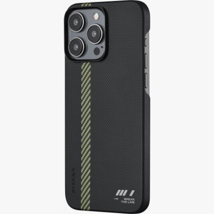  Накладка для i-Phone 15 Pro 6.1&quot; Pitaka Magez Case 5 Aramid Fiber (Break the line)черный