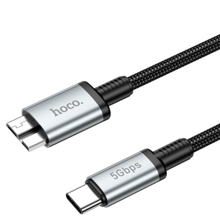  Кабель-переходник Hoco US10 Type-C (папа) на microUSB3.0 (папа) 5Gbps 0.5м черный