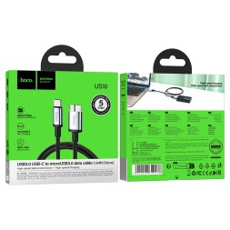 Кабель-переходник Hoco US10 Type-C (папа) на microUSB3.0 (папа) 5Gbps 0.5м черный