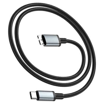  Кабель-переходник Hoco US10 Type-C (папа) на microUSB3.0 (папа) 5Gbps 0.5м черный