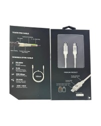 Usb Кабель-зарядка Type-C на Lightning Evelatus 60W 1,2м в тканевой оплетке белый