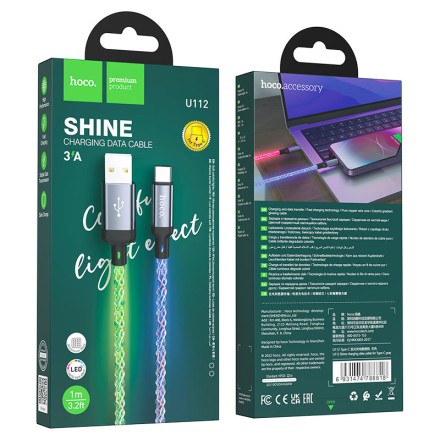  Usb Кабель-зарядка Type-C Hoco U112 3A 1м черный