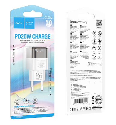  Сетевое зар. устр. Hoco C125A 1C 20W черное