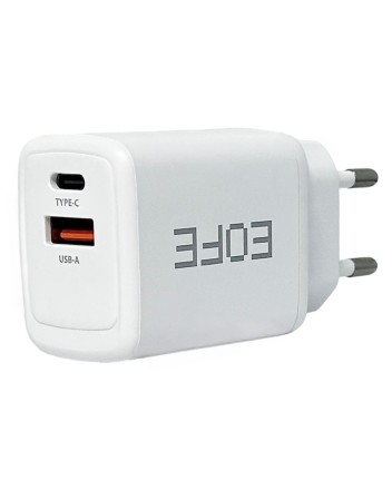  Сетевое зарядное устройство EOFE E303 1C/1USB 30W белое