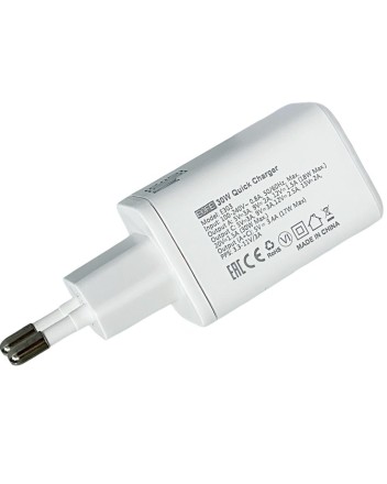 Сетевое зарядное устройство EOFE E303 1C/1USB 30W белое