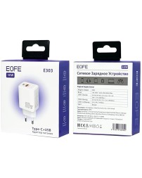 Сетевое зарядное устройство EOFE E303 1C/1USB 30W белое