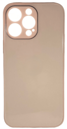 Чехол-накладка для i-Phone 14 Pro Max силикон (стеклянная крышка) пудро