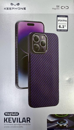  Накладка для i-Phone 14 Pro Keephone Kevlar Magsafe фиолетовый