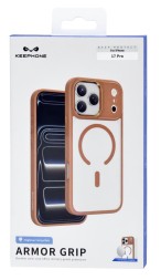 Накладка для i-Phone 17 Pro Keephone Armor Grip MagSnap оранжево-прозрачный
