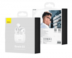 Мобильная Bluetooth-гарнитура Baseus Bowie E8 BT5.0/40mAh (350mAh)/5ч (NGE8-02) белая